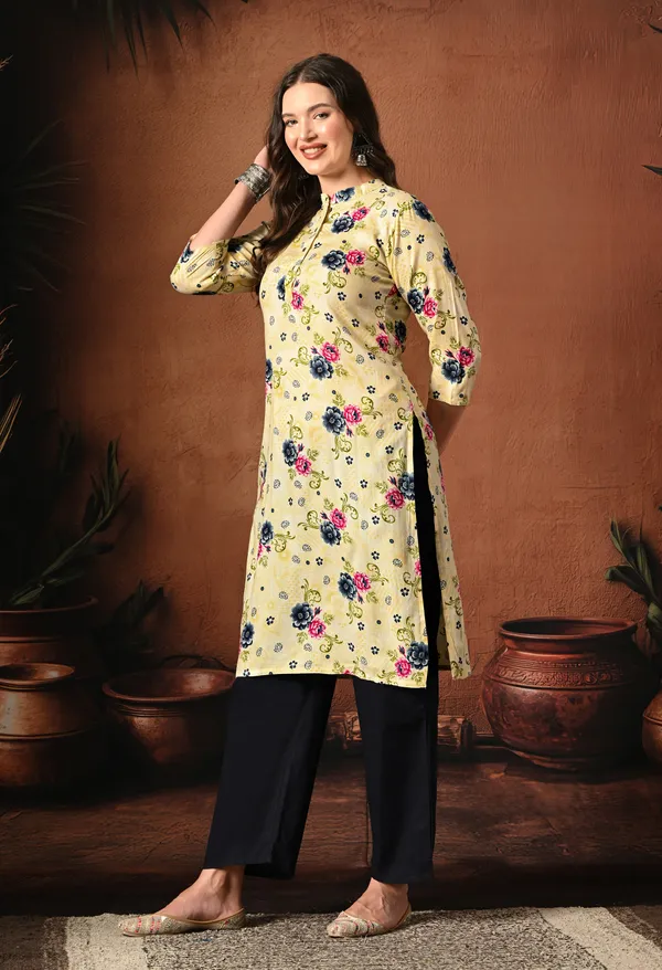 Yellow_Rayon_Straight_Floral_Print_Kurta_For_Women