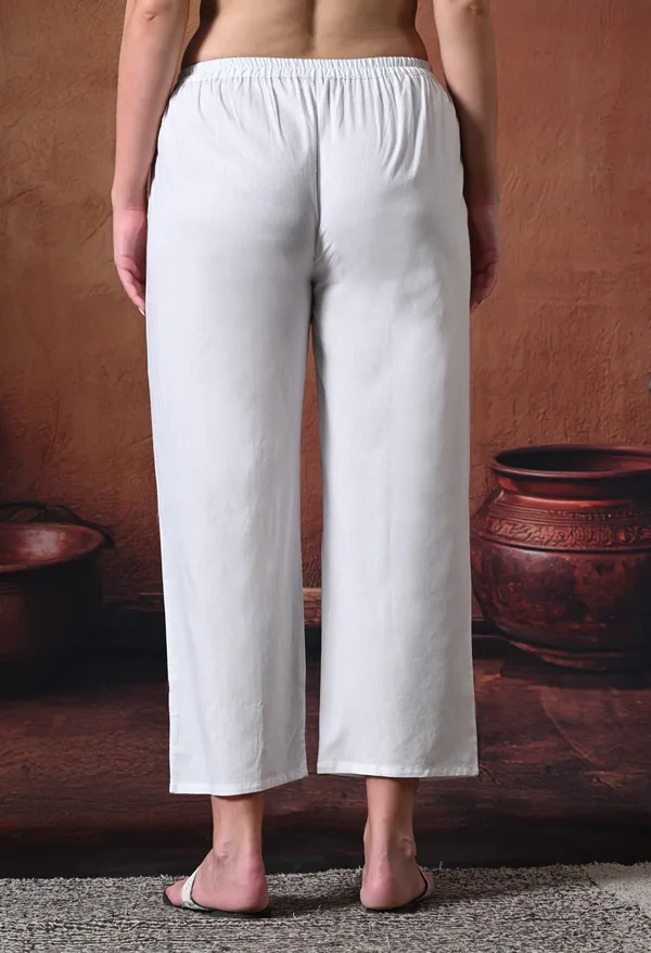 White_Rayon_Wide_Leg_Cropped_Pant_For_Women