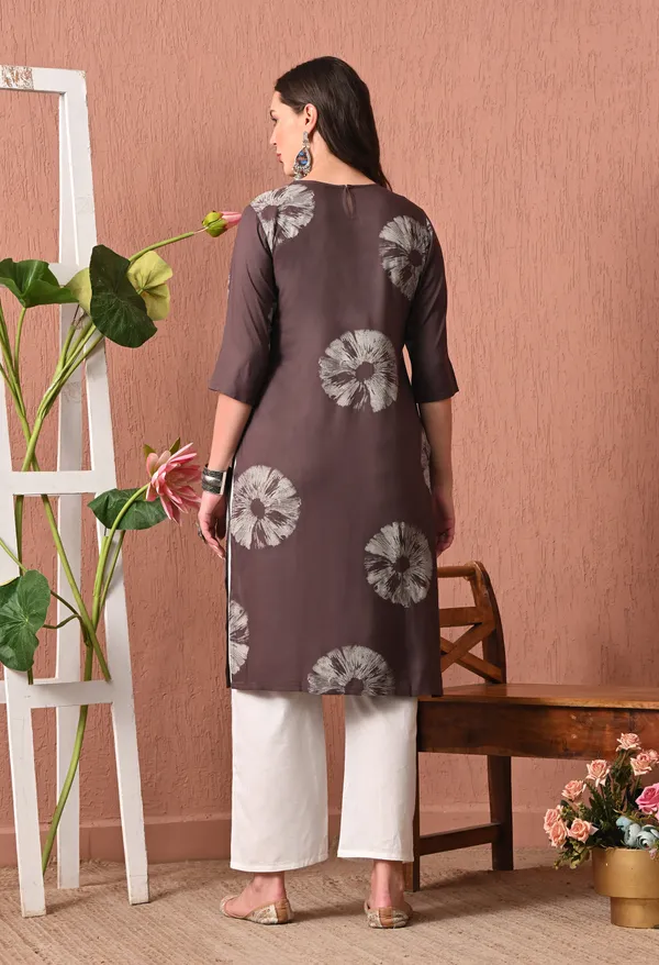 Brown_Rayon_Straight_Floral_Print_Kurta_For_Women