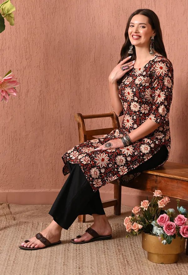 Black_Rayon_Straight_Floral_Print_Kurta_For_Women