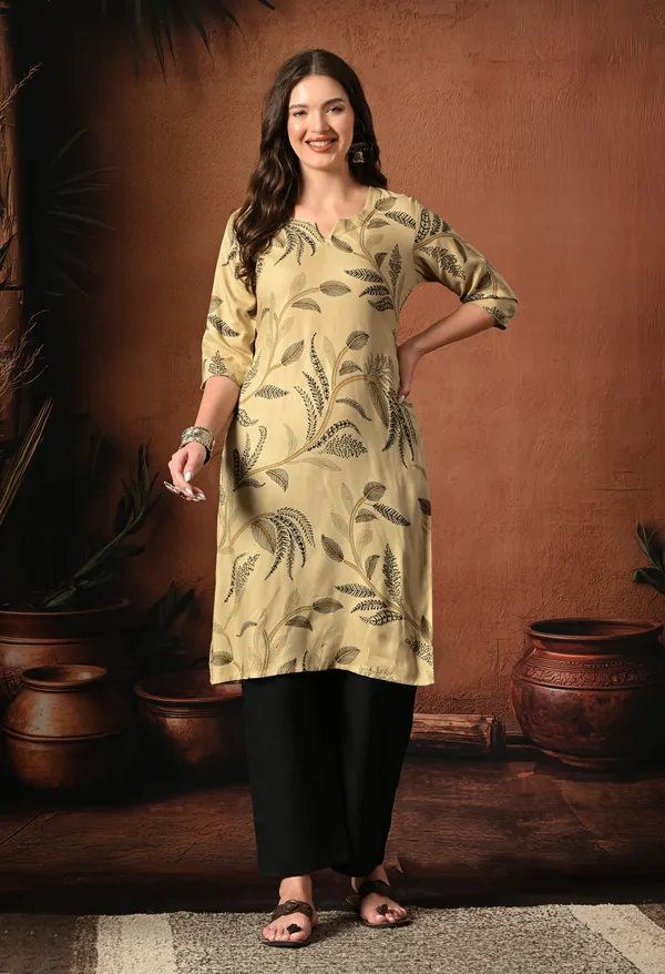 Beige_Rayon_Straight_Botanical_Print_Kurta_For_Women