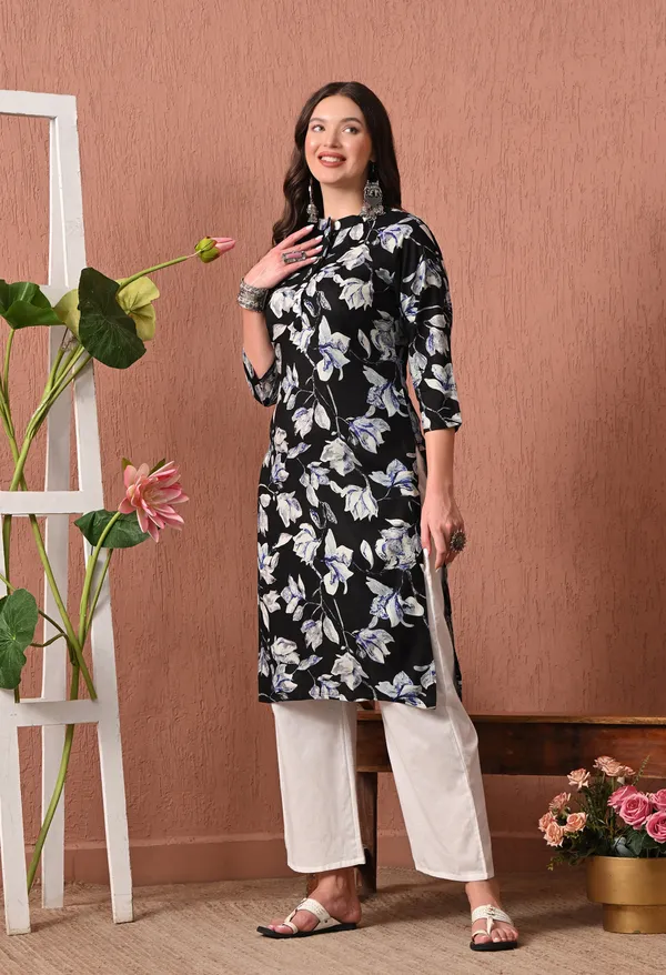 Black_Rayon_Straight_Floral_Print_Kurta_For_Women