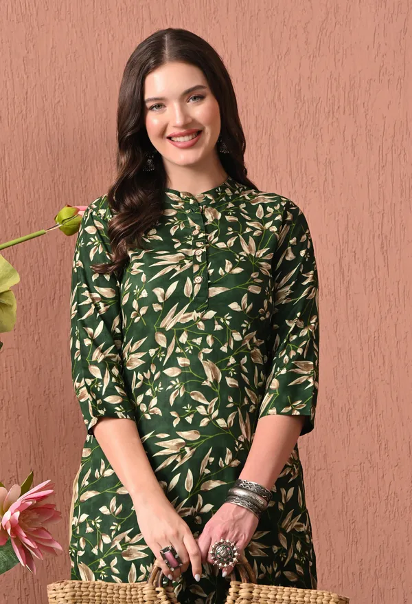 Dark_Green_Rayon_Straight_Floral_Print_Kurta_For_Women