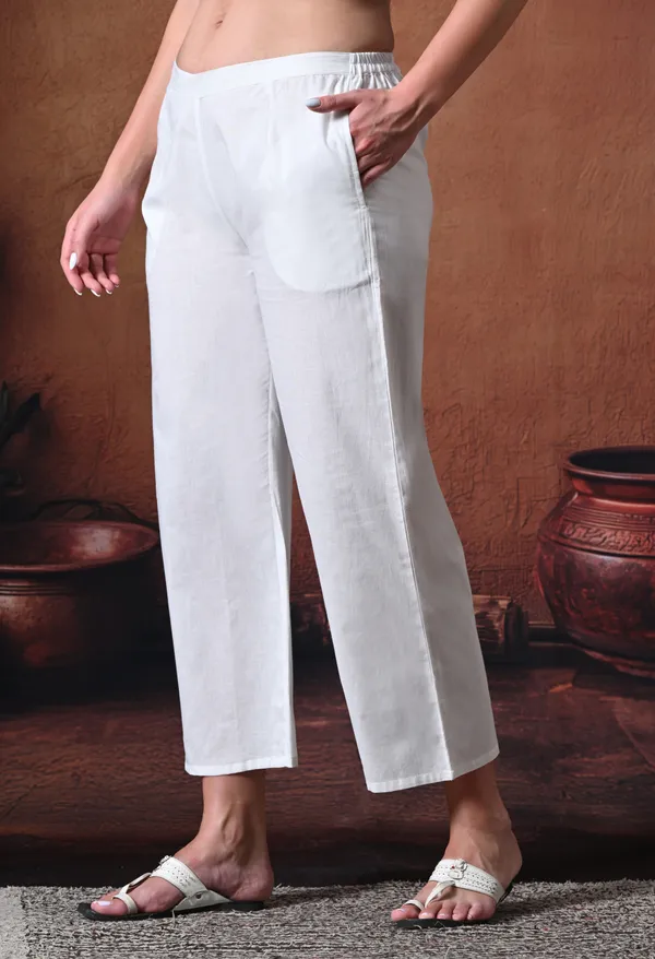 White_Rayon_Wide_Leg_Cropped_Pant_For_Women