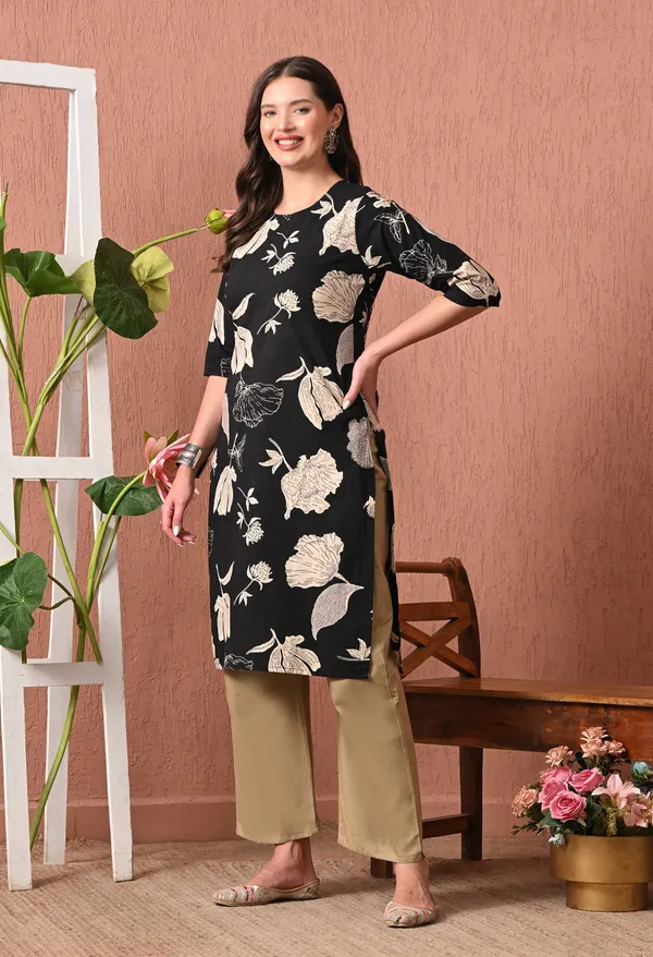 Black_Rayon_Straight_Floral_Print_Kurta_For_Women