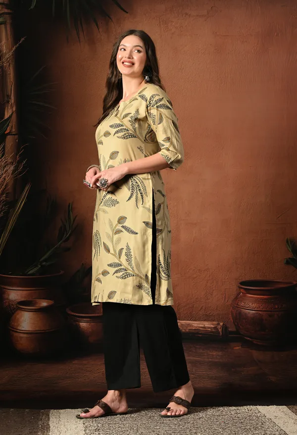 Beige_Rayon_Straight_Botanical_Print_Kurta_For_Women