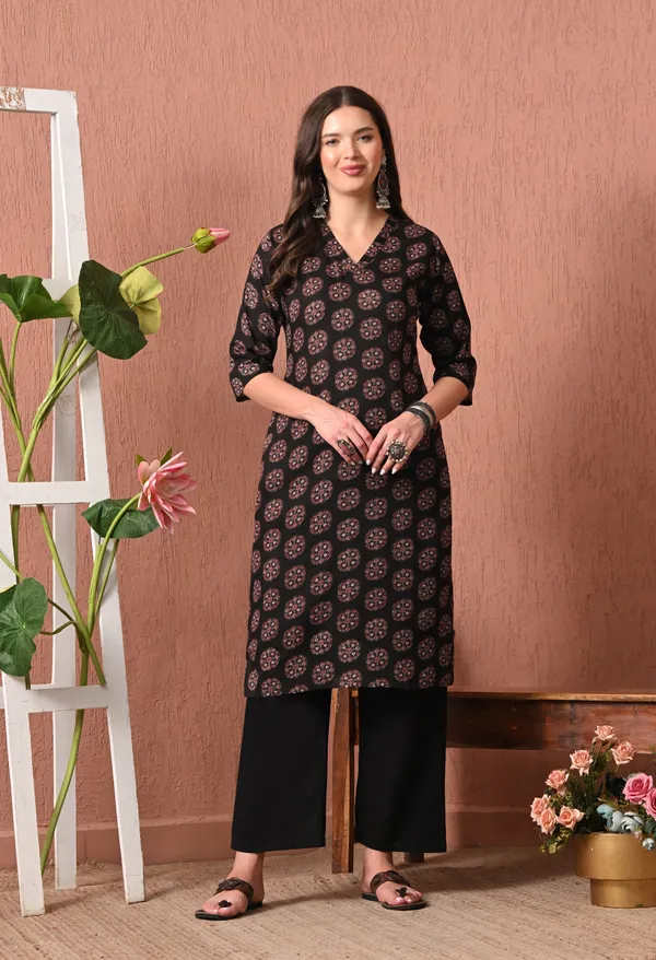 Black_Rayon_Straight_Floral_Print_Kurta_For_Women