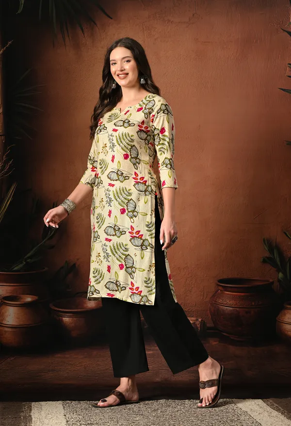 Cream_Rayon_Straight_Floral_Print_Kurta_For_Women