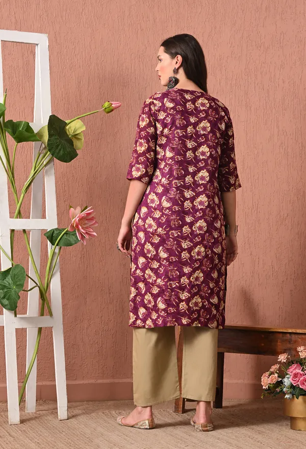 Maroon_Rayon_Straight_Floral_Print_Kurta_For_Women