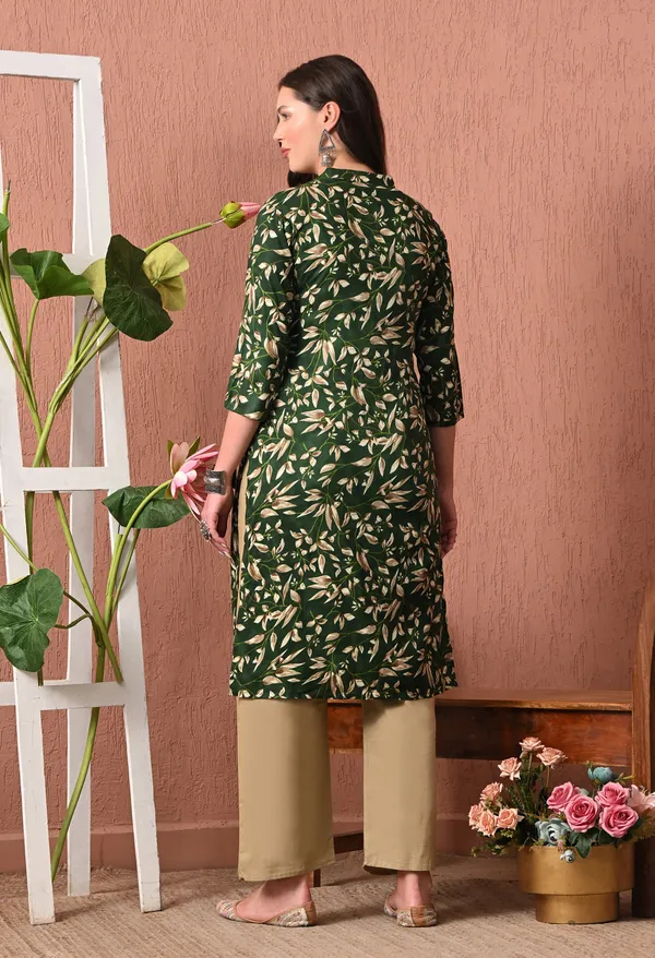 Dark_Green_Rayon_Straight_Floral_Print_Kurta_For_Women