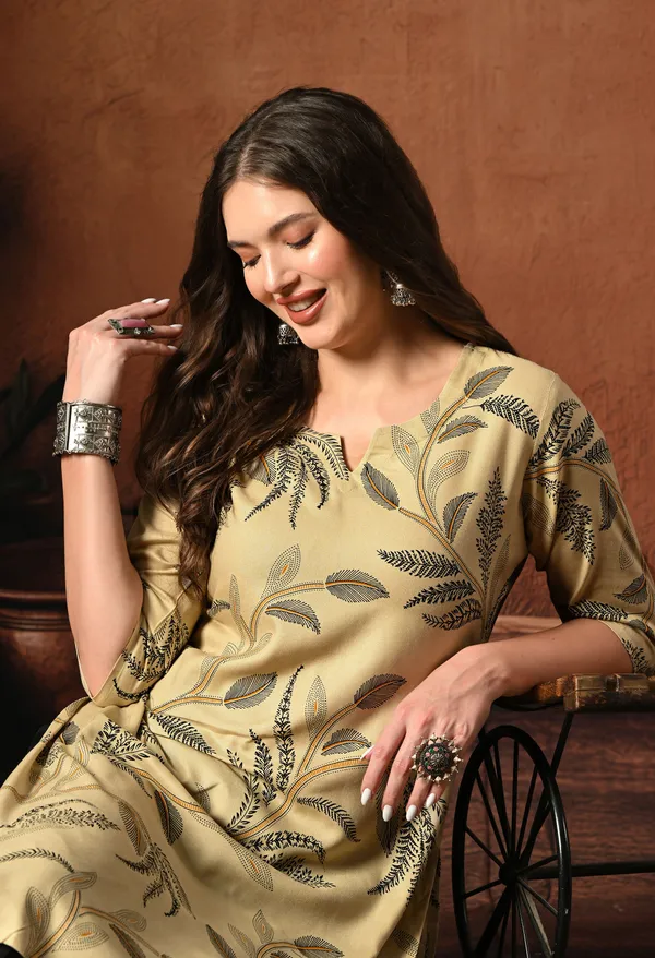 Beige_Rayon_Straight_Botanical_Print_Kurta_For_Women