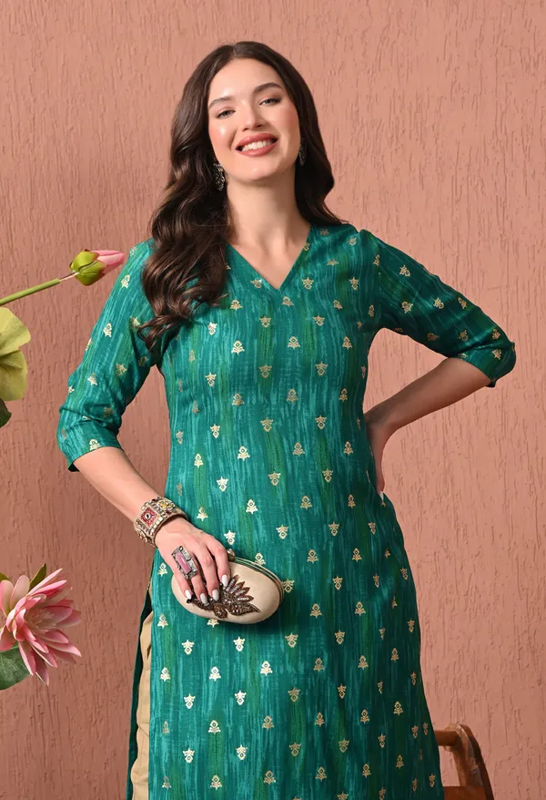 Green_Rayon_Straight_Floral_Print_Kurta_For_Women