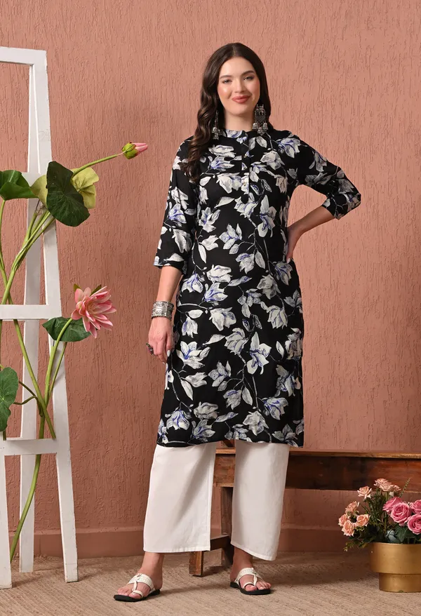 Black_Rayon_Straight_Floral_Print_Kurta_For_Women