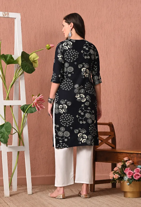 Black_Rayon_Straight_Floral_Print_Kurta_For_Women