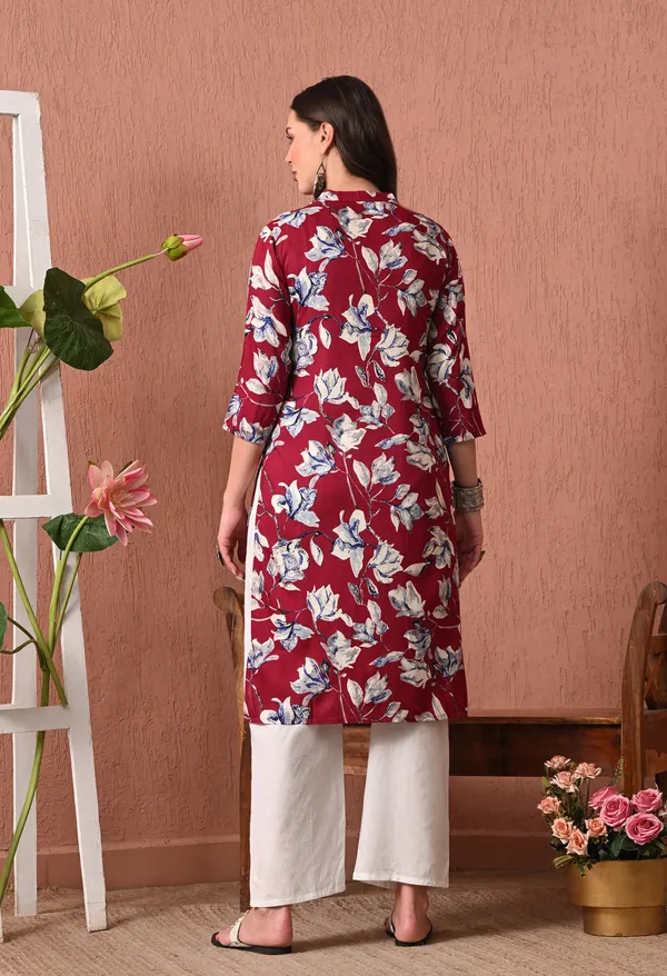 Maroon_Rayon_Straight_Floral_Print_Kurta_For_Women