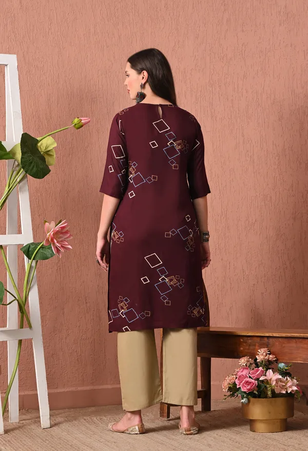 Maroon_Rayon_Straight_Geometric_Print_Kurta_For_Women