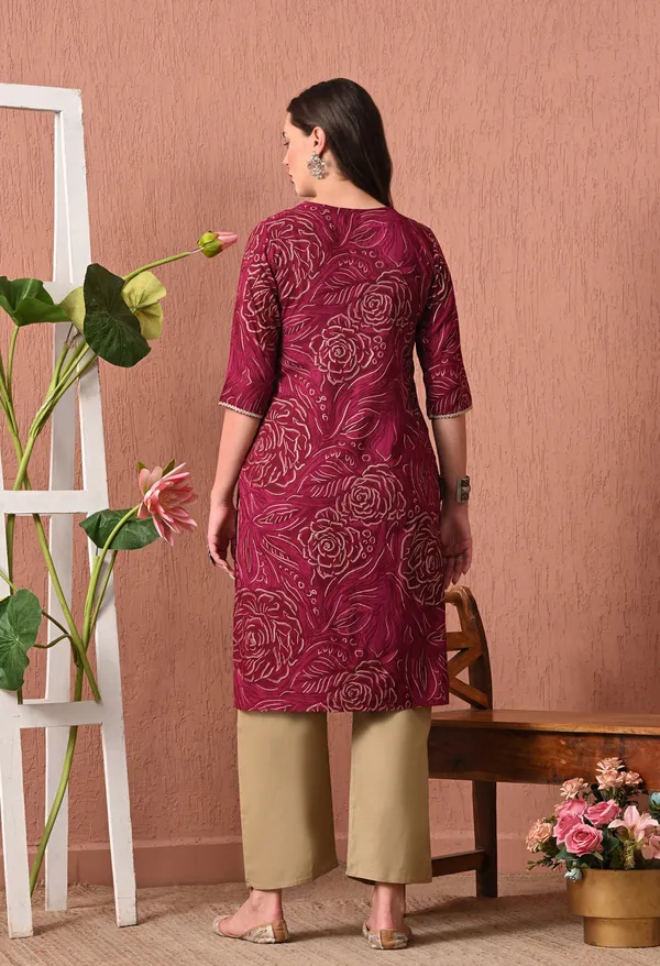Maroon_Rayon_Straight_Floral_Print_Kurta_For_Women