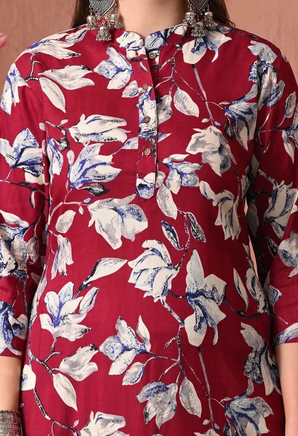 Maroon_Rayon_Straight_Floral_Print_Kurta_For_Women