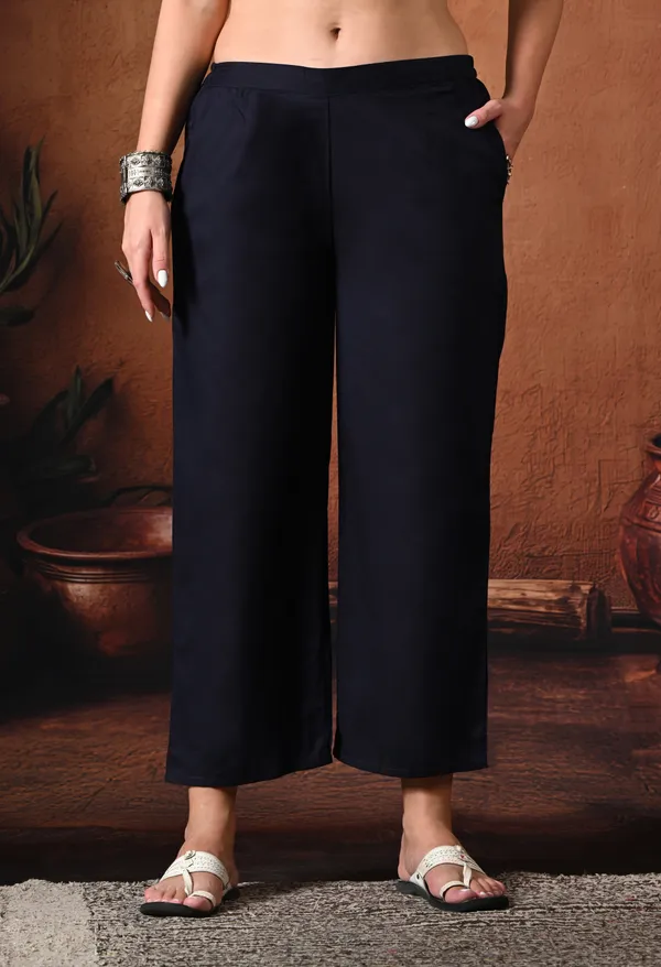 Black_Rayon_Wide_Leg_Ankle-Length_Pant_For_Women
