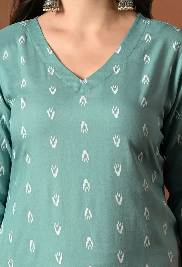 Teal_Green_Rayon_Straight_Printed_Kurta_For_Women