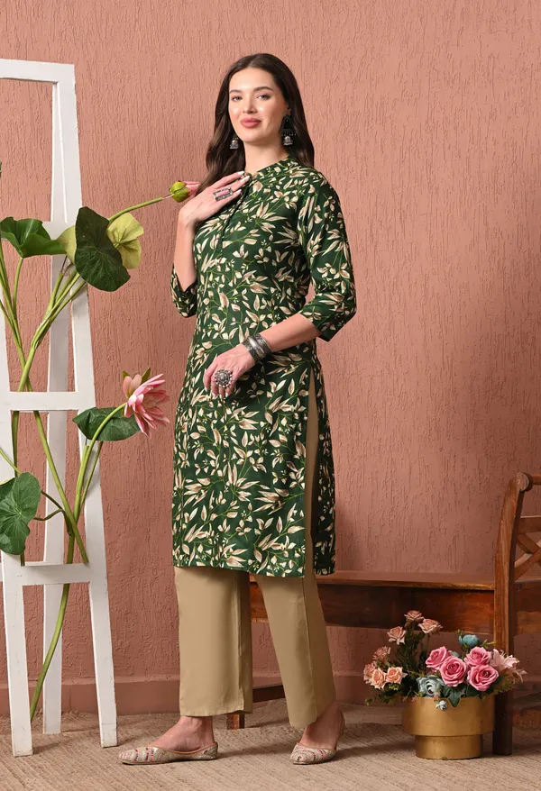 Dark_Green_Rayon_Straight_Floral_Print_Kurta_For_Women