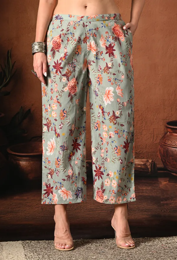 Sage_Green_Rayon_Straight_Floral_Print_Kurta_Set_For_Women