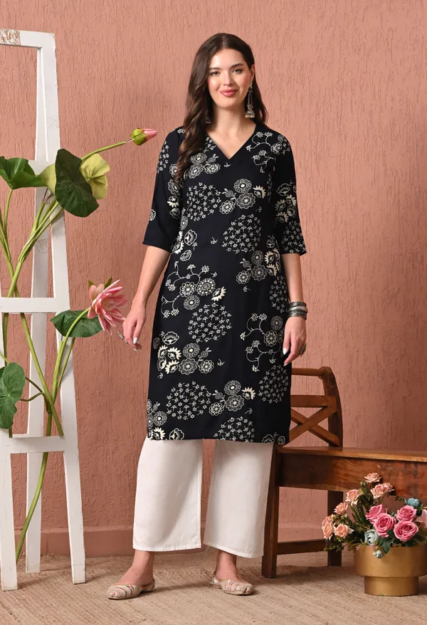Black_Rayon_Straight_Floral_Print_Kurta_For_Women