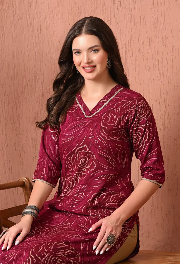 Maroon_Rayon_Straight_Floral_Print_Kurta_For_Women