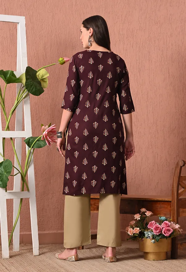 Maroon_Rayon_Straight_Printed_Kurta_For_Women