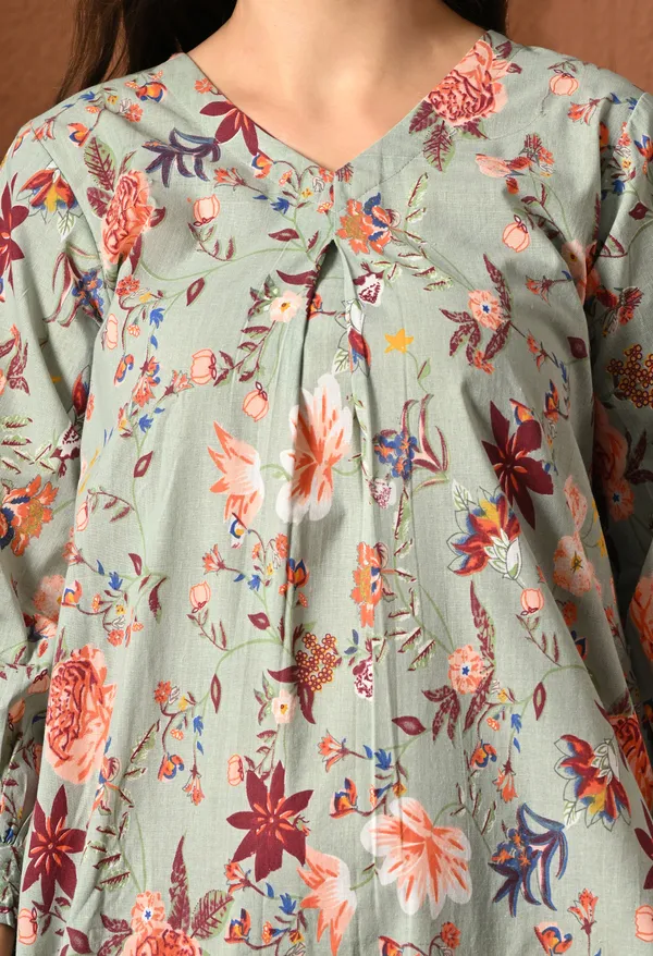 Sage_Green_Rayon_Straight_Floral_Print_Kurta_Set_For_Women