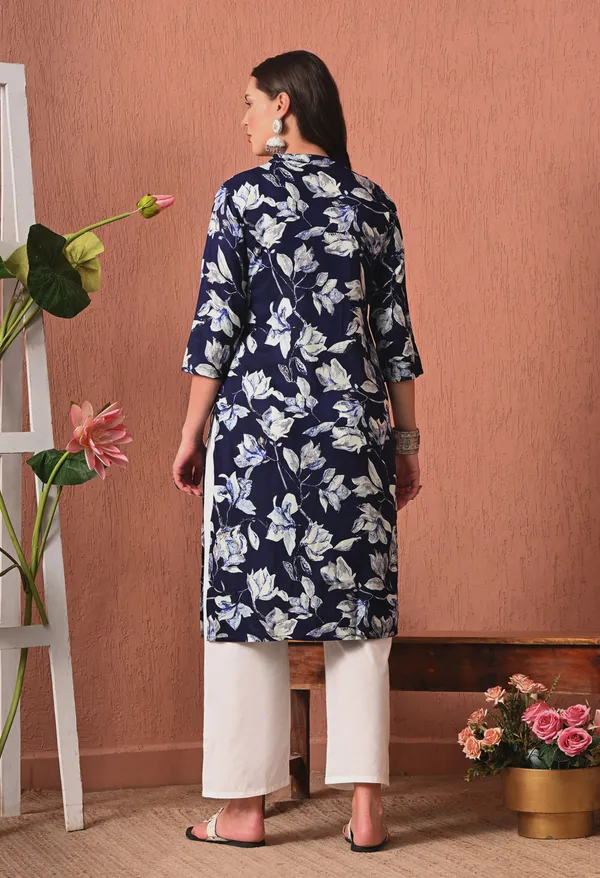 Navy_Blue_Rayon_Straight_Floral_Print_Kurta_For_Women