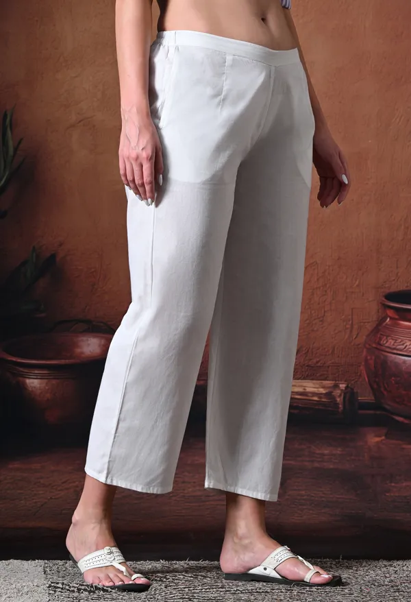 White_Rayon_Wide_Leg_Cropped_Pant_For_Women