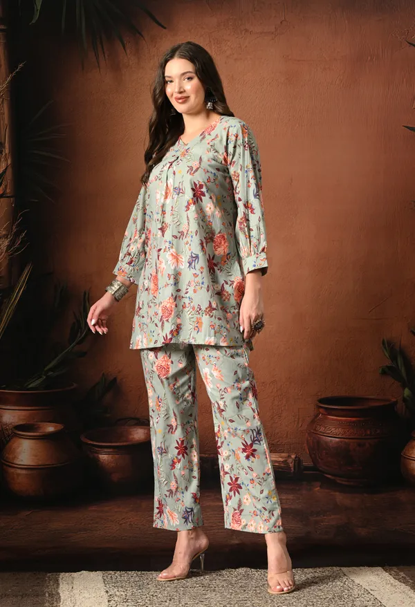 Sage_Green_Rayon_Straight_Floral_Print_Kurta_Set_For_Women