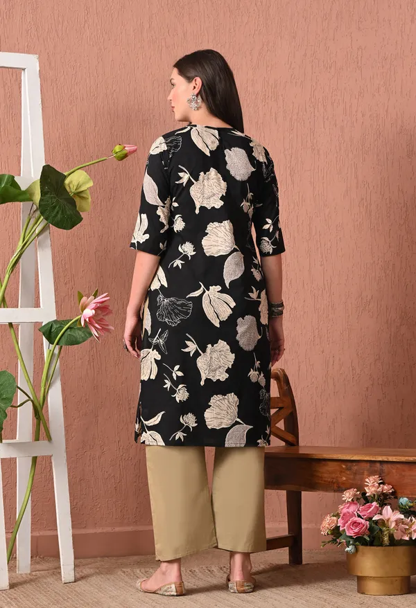 Black_Rayon_Straight_Floral_Print_Kurta_For_Women