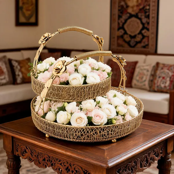 Metal_Decorative_Gold_Flower_Basket_Set_Of_2