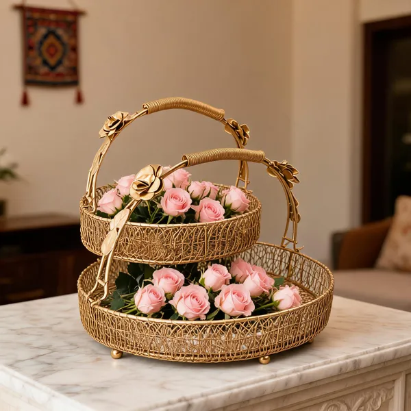 Metal_Decorative_Gold_Flower_Basket_Set_Of_2