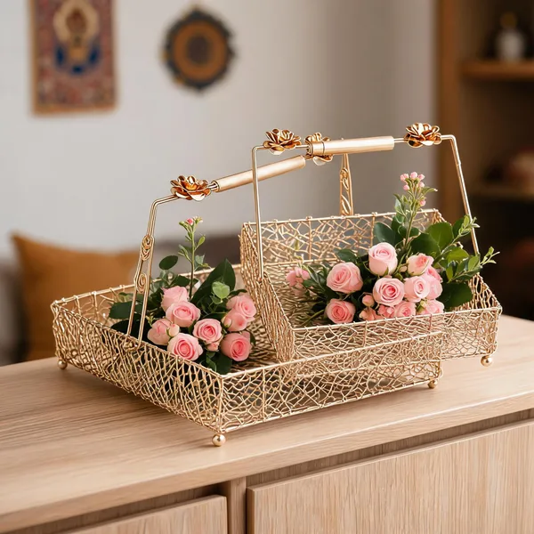 Metal_Decorative_Gold_Flower_Basket_Set_Of_2