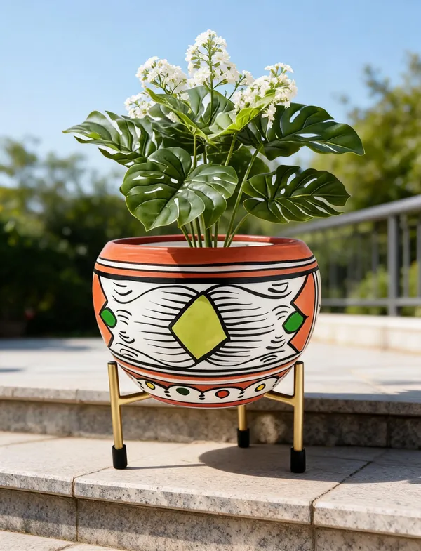 Metal_Decorative_Brown_Flower_Pot