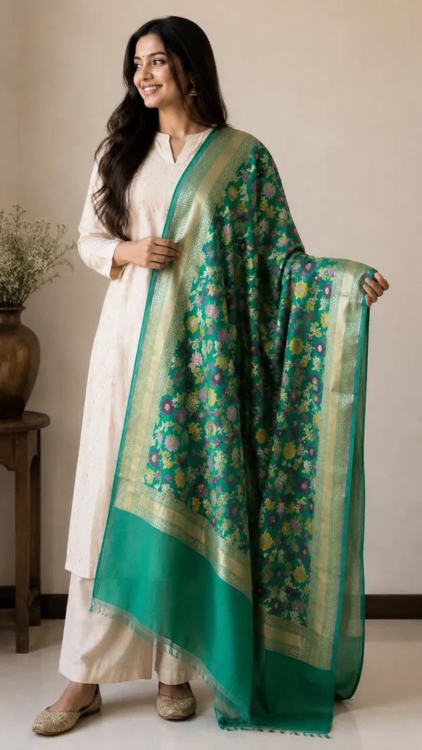 Green_Floral_Print_Dupatta_for_Women