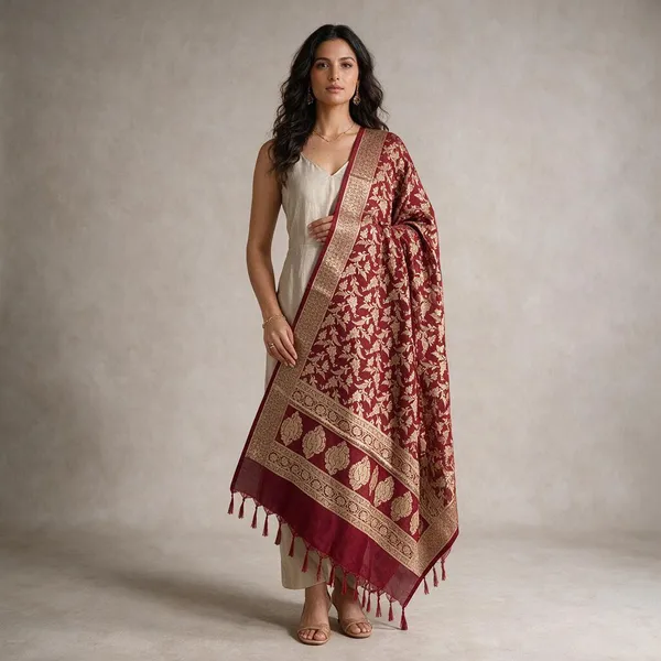 Maroon_Floral_Woven_Dupatta_for_Women