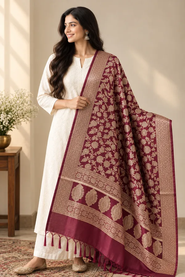 Maroon_Woven_Floral_Dupatta_for_Women