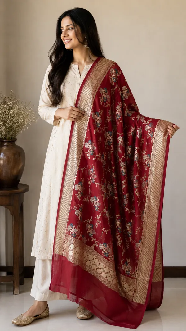 Maroon_Floral_Print_Dupatta_for_Women