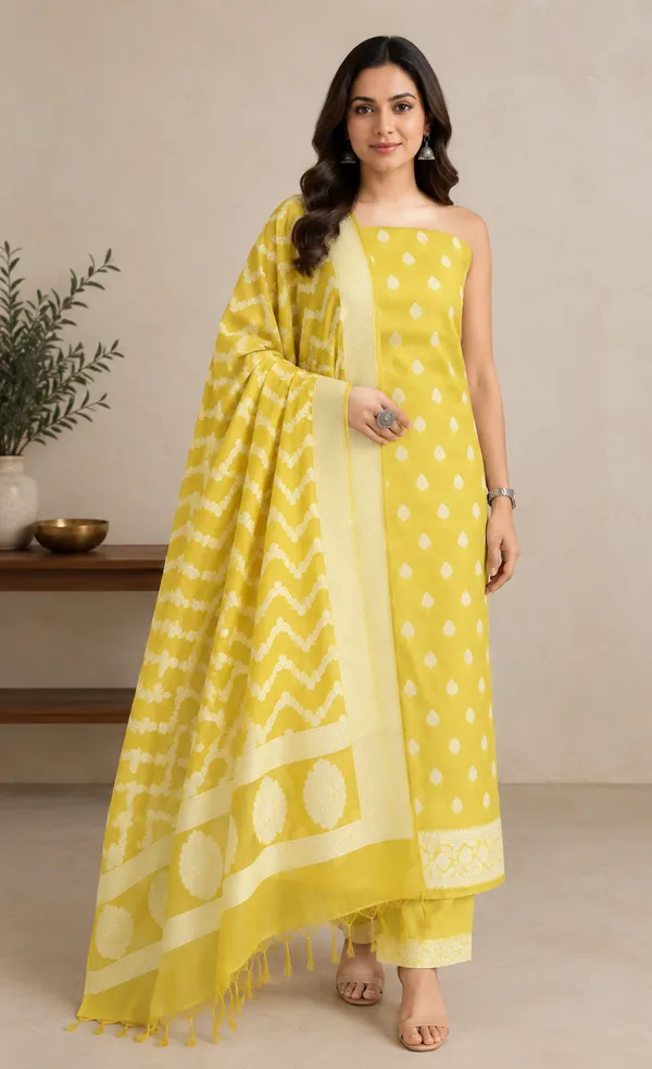 Yellow_Printed_Three_Piece_Suit_Set_for_Women