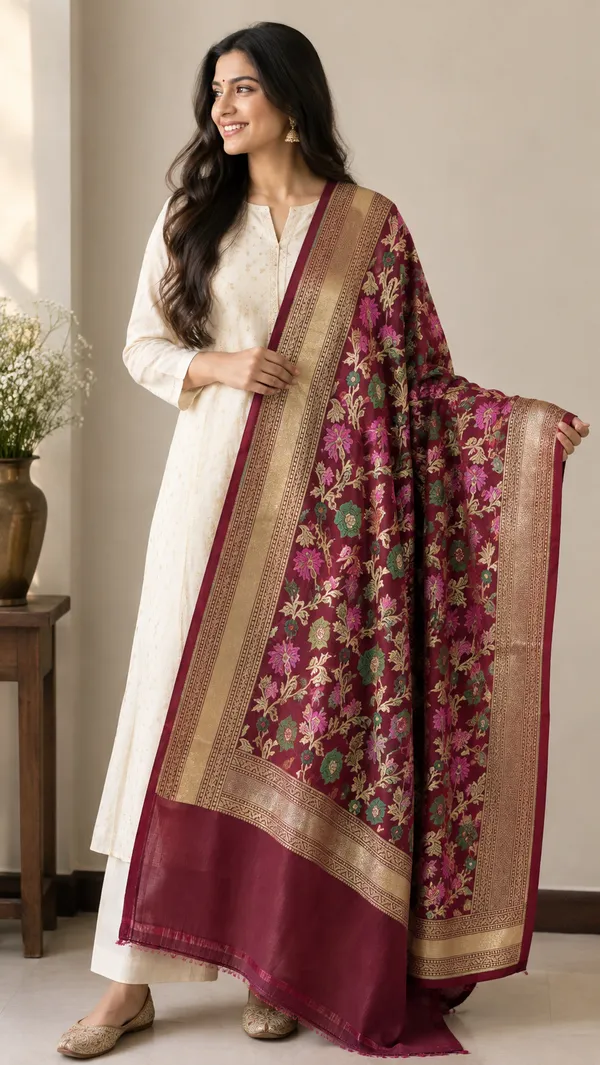 Maroon_Floral_Print_Dupatta_for_Women