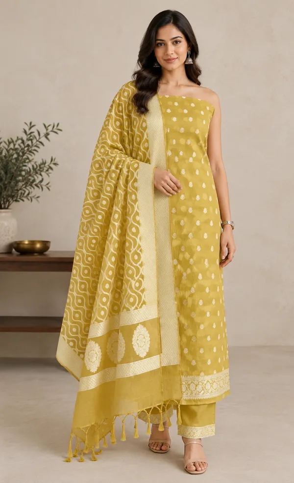 Yellow_Printed_Three_Piece_Suit_Set_for_Women