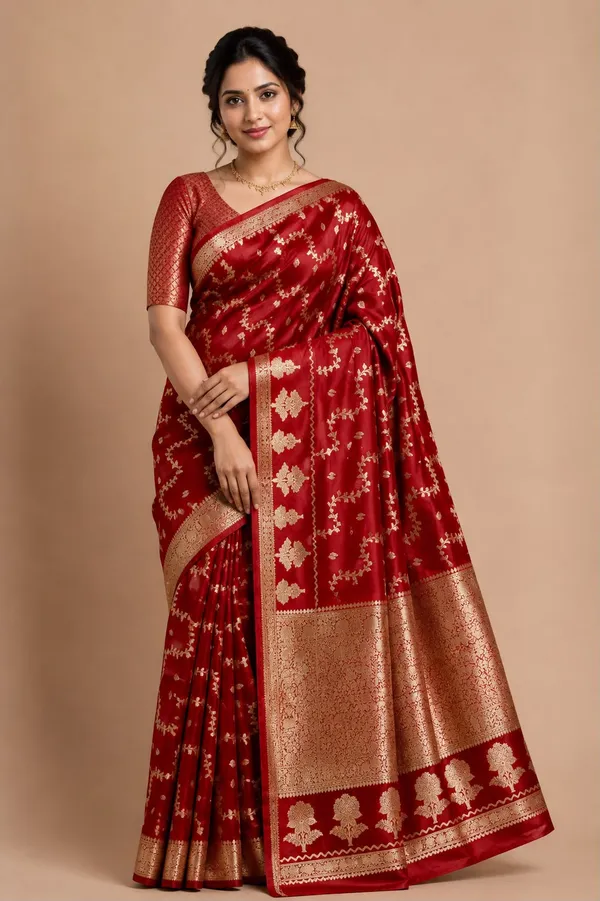 Red_Art_Dupion_Silk_Woven_Brocade_Saree_For_Women