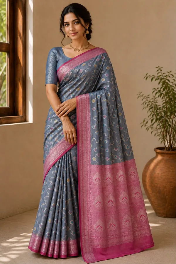 Grey_woven_Saree_For_Women