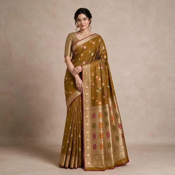 Mustard_Silk_Zari_Saree_For_Women