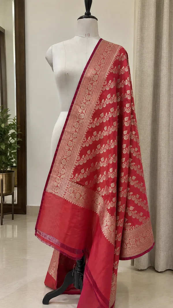 Red_Woven_Floral_Dupatta_For_Women