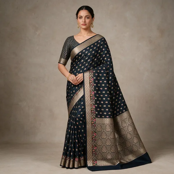 Navy_Blue_Woven_Saree_For_Women